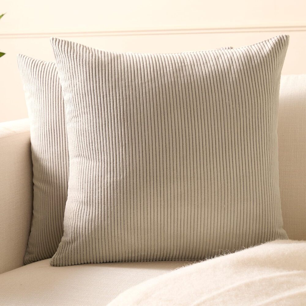 3312 Corduroy Pillow Covers 18"x18", Set of 2 Soft Textured Striped Boho